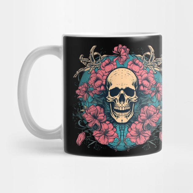 Tropical Skull with Flowers by TOKEBI